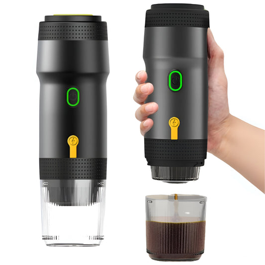 Portable Electric Espresso Maker – 20 Bar Pressure, USB & Car Charger, Self-Heating, 3-in-1 Capsule Compatible