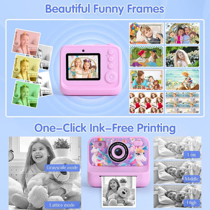 Kids Instant Print Digital Camera – 48MP Dual Lens, 1080P Video, 32GB SD Card, Games, DIY Drawing & Inkless Printing | Ages 3-12