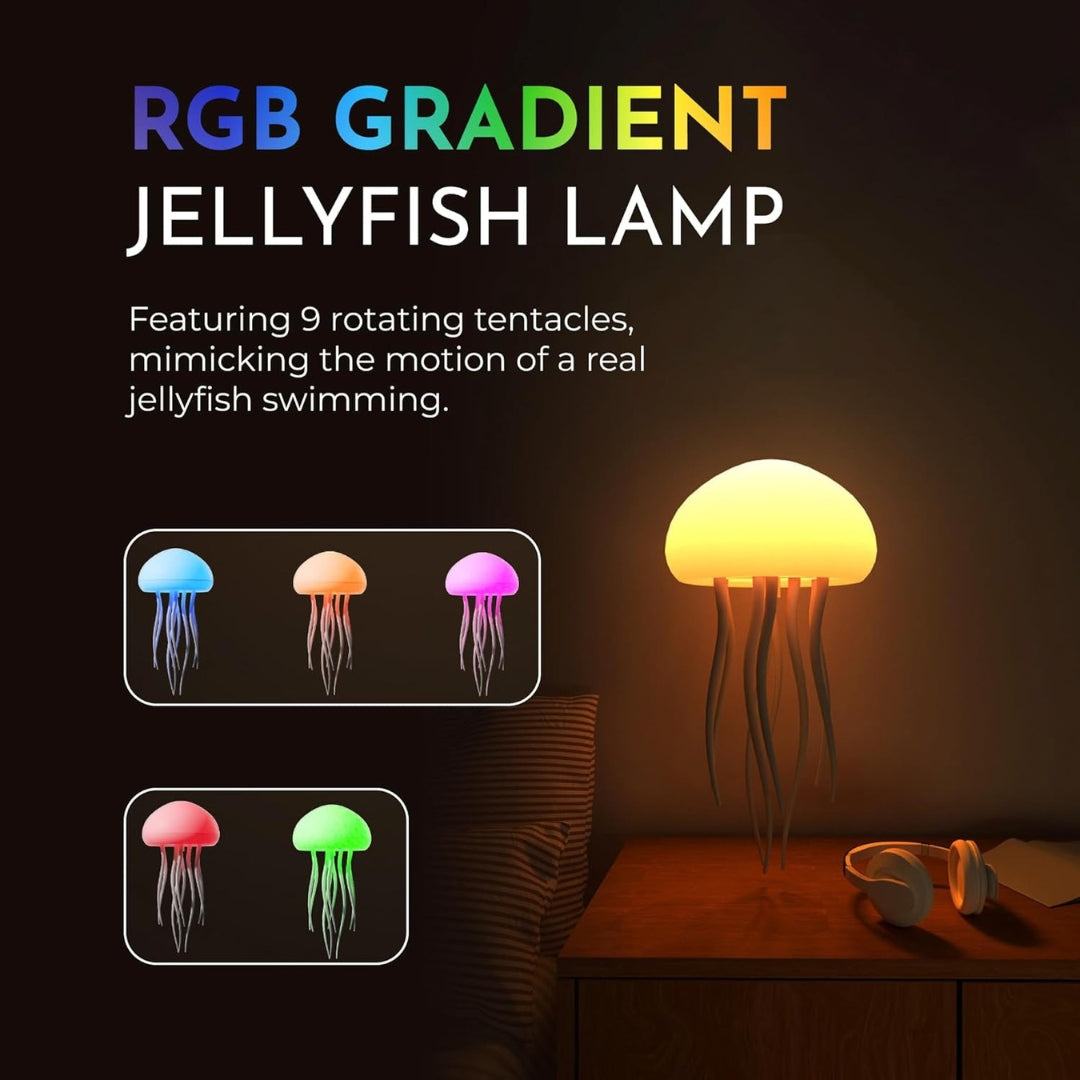 Aurora Jellyfish Mood Light – LED Color Changing Night Lamp with Tentacle Movement, Rechargeable & Sound-Activated
