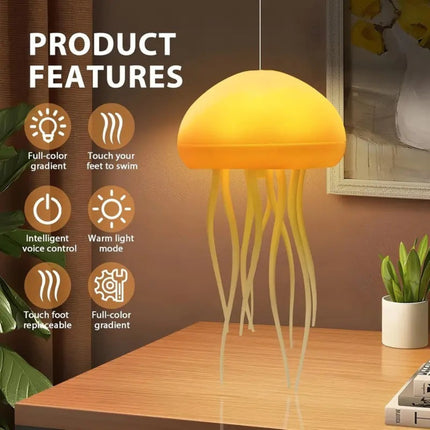 Aurora Jellyfish Mood Light – LED Color Changing Night Lamp with Tentacle Movement, Rechargeable & Sound-Activated