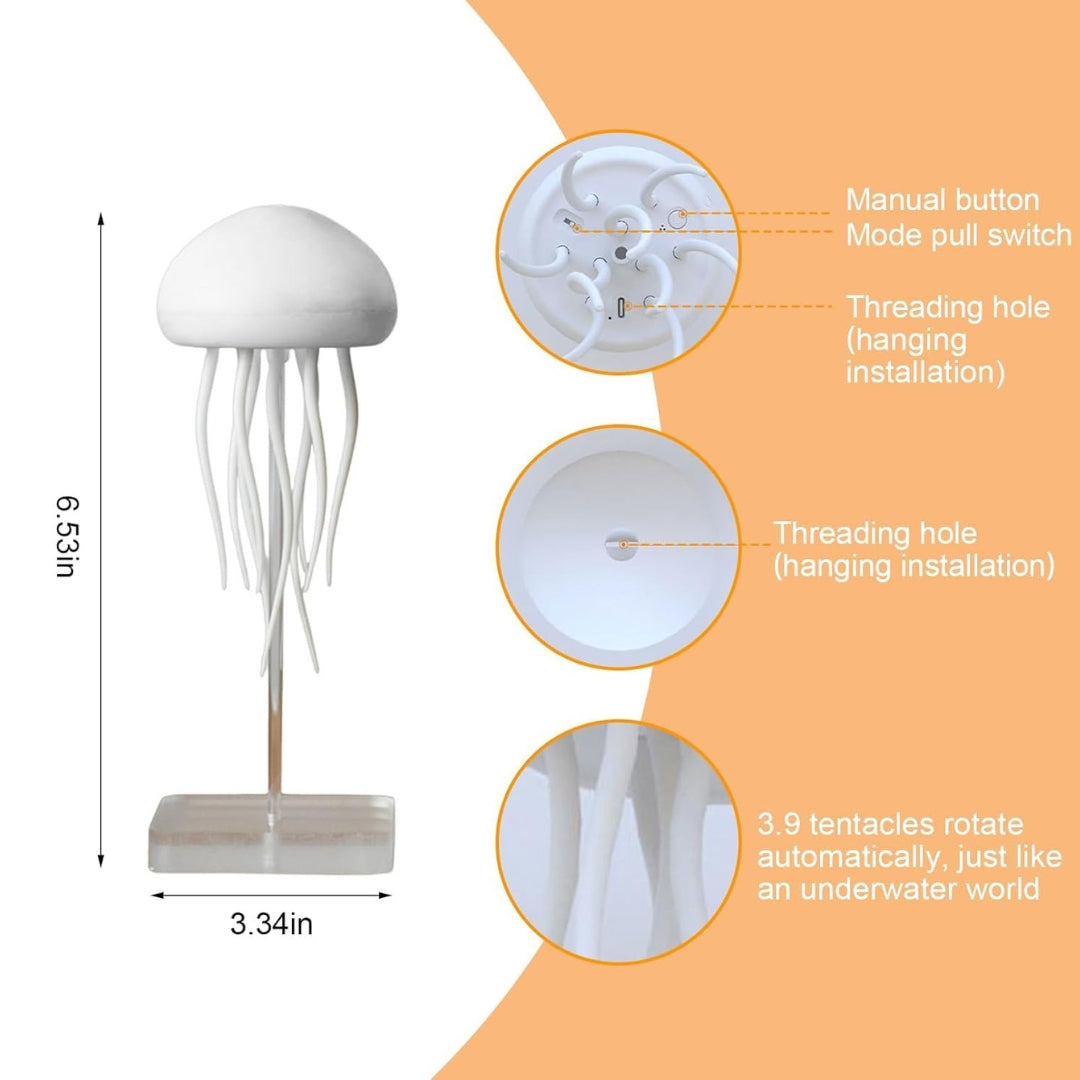 Aurora Jellyfish Mood Light – LED Color Changing Night Lamp with Tentacle Movement, Rechargeable & Sound-Activated