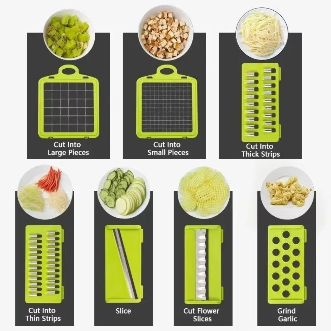 Multifunctional Vegetable Chopper & Mandoline Slicer with Handle – Adjustable Blades, Food Dicer & Storage Container