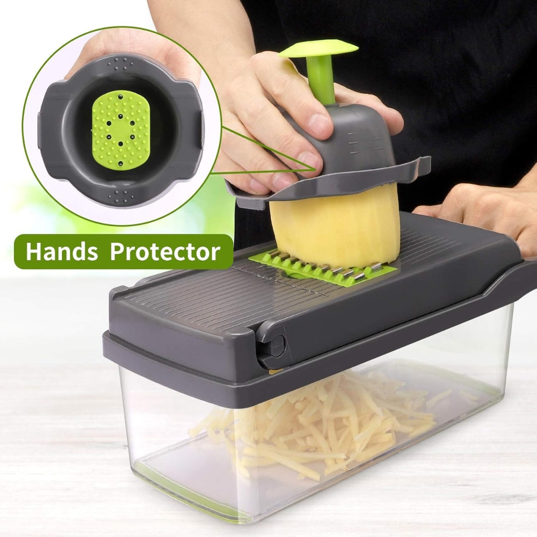 Multifunctional Vegetable Chopper & Mandoline Slicer with Handle – Adjustable Blades, Food Dicer & Storage Container