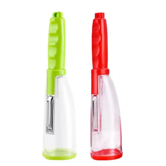 Multi-Purpose Vegetable Peeler with Storage Container – Stainless Steel Blade, Ergonomic Handle, Random Color