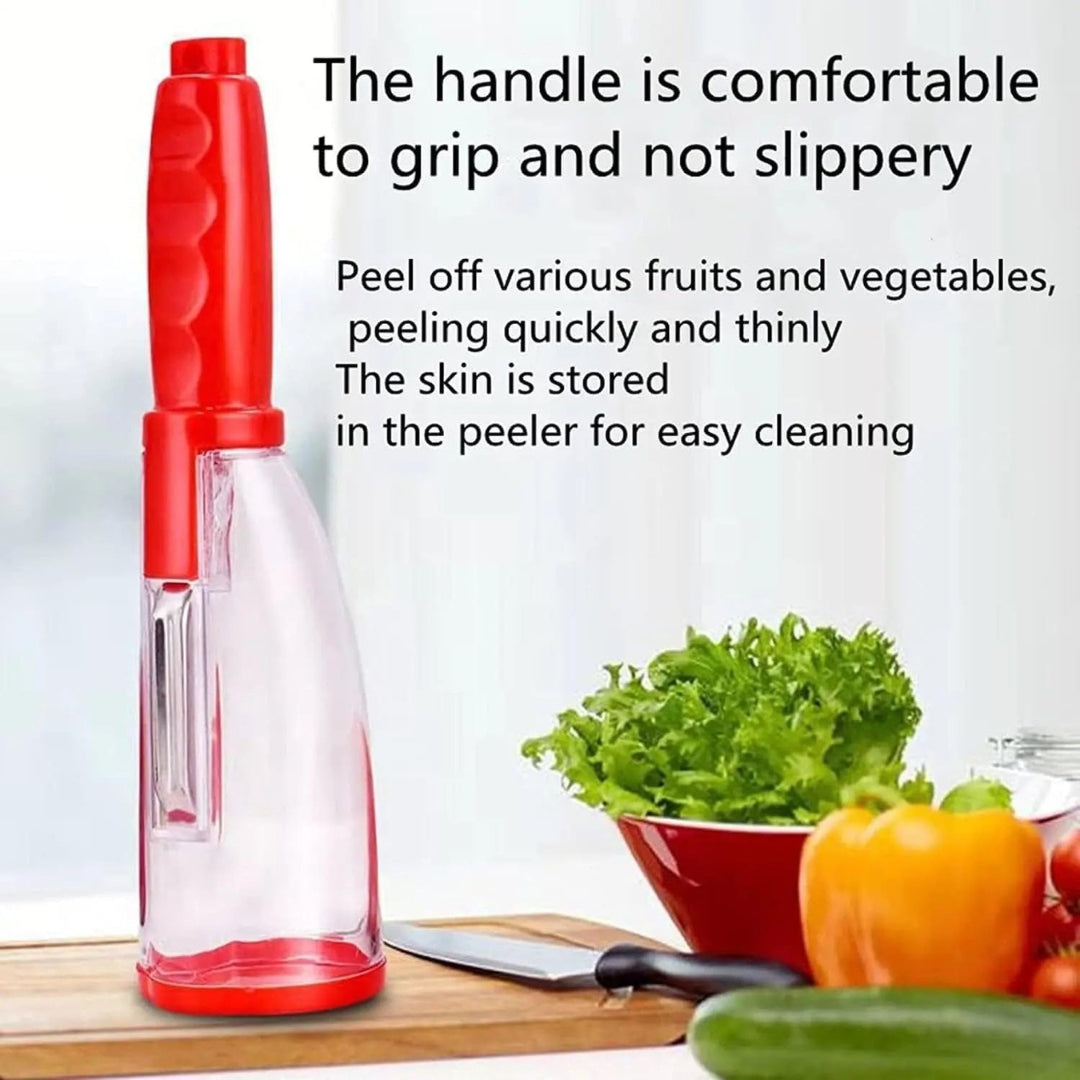 Multi-Purpose Vegetable Peeler with Storage Container – Stainless Steel Blade, Ergonomic Handle, Random Color