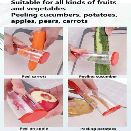 Multi-Purpose Vegetable Peeler with Storage Container – Stainless Steel Blade, Ergonomic Handle, Random Color