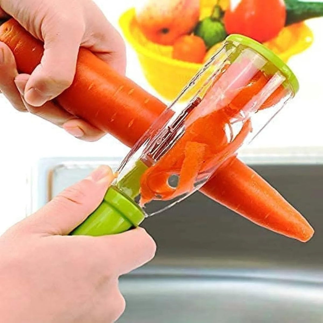 Multi-Purpose Vegetable Peeler with Storage Container – Stainless Steel Blade, Ergonomic Handle, Random Color