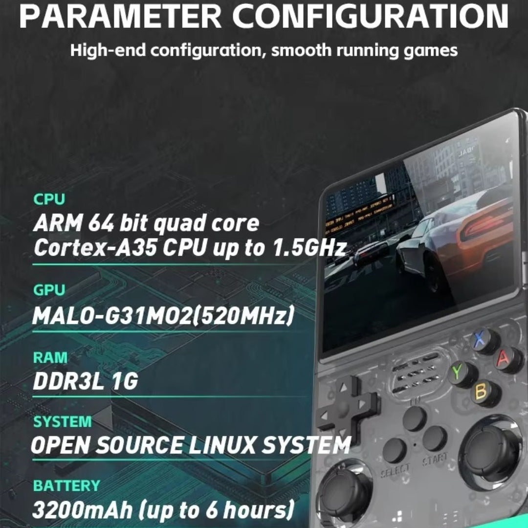 R36S Retro Handheld Video Game Console – 3.5” IPS Display, 20,000+ Classic Games, Portable Linux System, 64GB/128GB Storage
