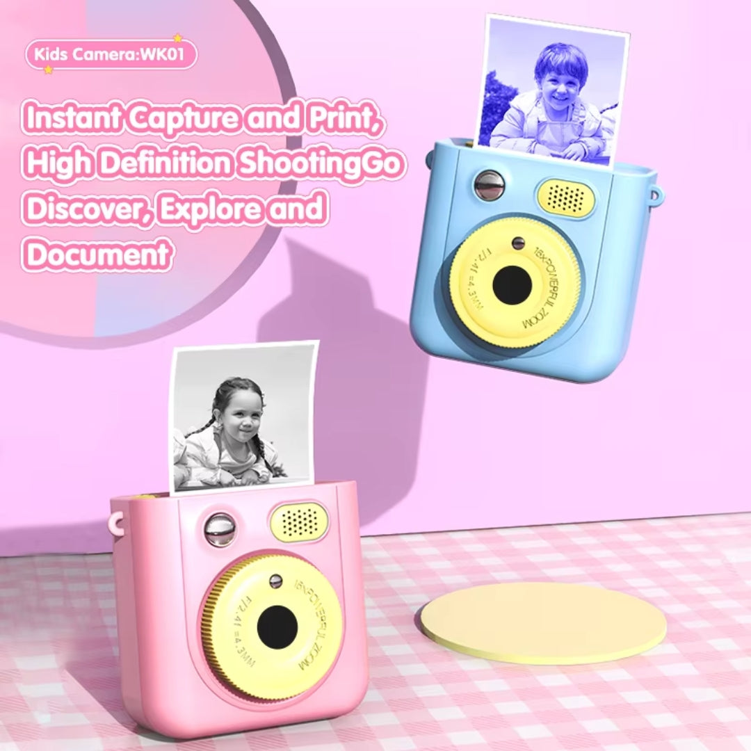 Kids Instant Print Camera – Instant Fun & Creativity for Ages 4–12 | Dual Lens, 1080P Video, DIY Stickers, Thermal Print & More!