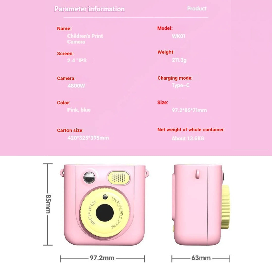 Kids Instant Print Camera – Instant Fun & Creativity for Ages 4–12 | Dual Lens, 1080P Video, DIY Stickers, Thermal Print & More!