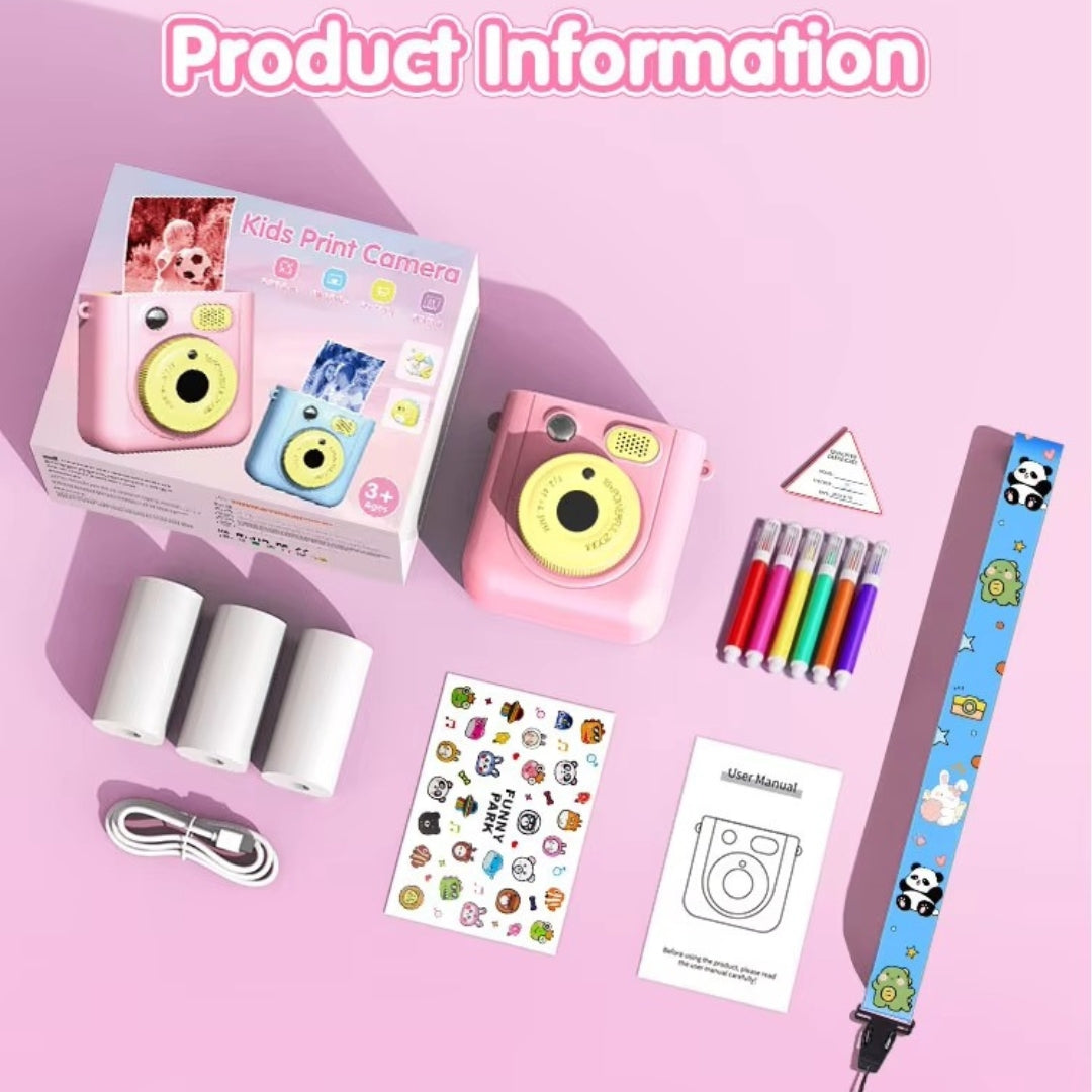 Kids Instant Print Camera – Instant Fun & Creativity for Ages 4–12 | Dual Lens, 1080P Video, DIY Stickers, Thermal Print & More!