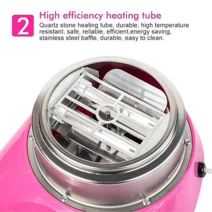 Mini Electric Cotton Candy Maker – DIY Candy Floss Machine with 10 Bamboo Sticks & Sugar Spoon | Home Use, Party Fun, Kid-Friendly | Pink