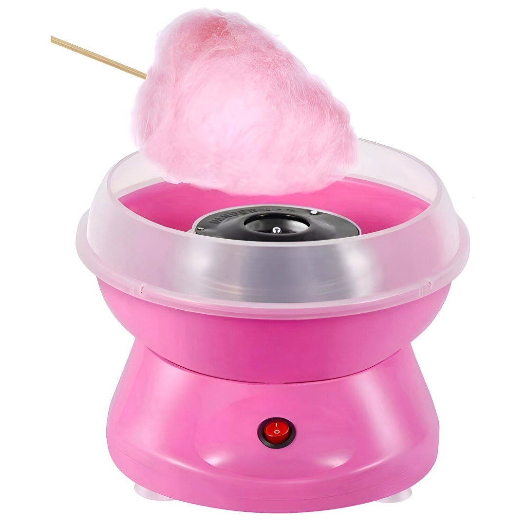 Mini Electric Cotton Candy Maker – DIY Candy Floss Machine with 10 Bamboo Sticks & Sugar Spoon | Home Use, Party Fun, Kid-Friendly | Pink
