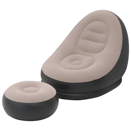 2-Piece Inflatable Lounge Chair & Ottoman Set – Portable Lazy Air Sofa for Indoor & Outdoor Relaxation | Ideal for Living Room, Bedroom, Balcony, Camping & More