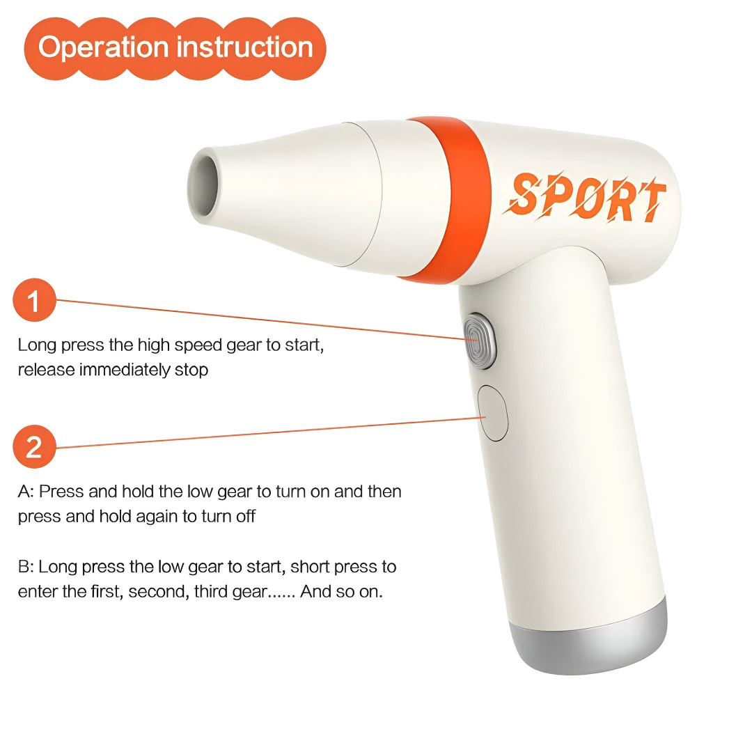 SPORT™ High-Speed Turbo Handheld Fan – 80,000 RPM Multi-Function Wireless Blower