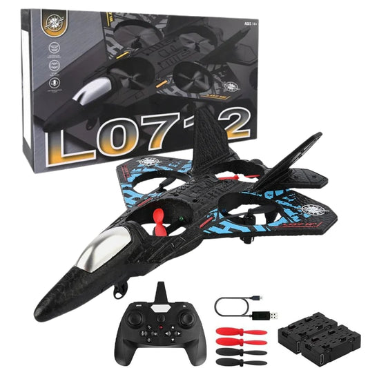 L0712 Remote Control Airplane with LED Lights – 2.4GHz RC Fighter Jet for Kids & Adults | One-Click Takeoff, Stunts & 80m Range