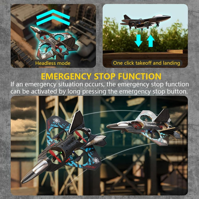 L0712 Remote Control Airplane with LED Lights – 2.4GHz RC Fighter Jet for Kids & Adults | One-Click Takeoff, Stunts & 80m Range