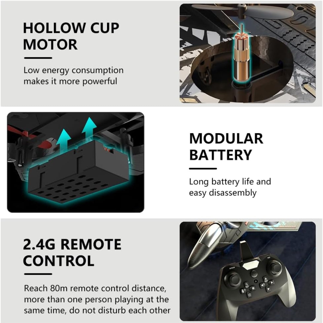 L0712 Remote Control Airplane with LED Lights – 2.4GHz RC Fighter Jet for Kids & Adults | One-Click Takeoff, Stunts & 80m Range