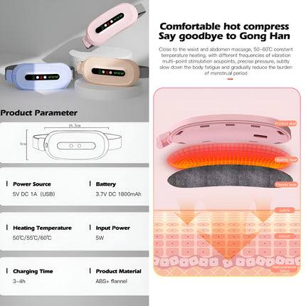 Heating Pad with Vibration Massage – Cordless Pain Relief Belt
