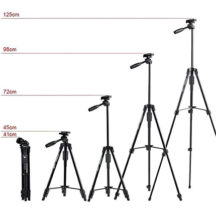 YUNTENG VCT-5208 Tripod with Bluetooth Remote for Mobile Phones, DSLR & Action Cameras | 360° Pan & Tilt | Height Adjustable 43–125cm