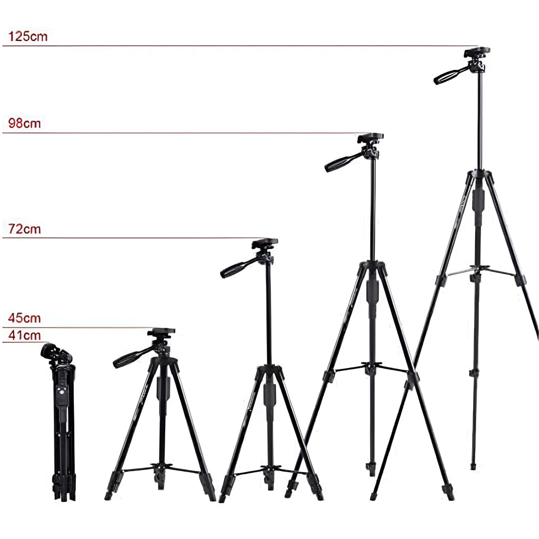 YUNTENG VCT-5208 Tripod with Bluetooth Remote for Mobile Phones, DSLR & Action Cameras | 360° Pan & Tilt | Height Adjustable 43–125cm