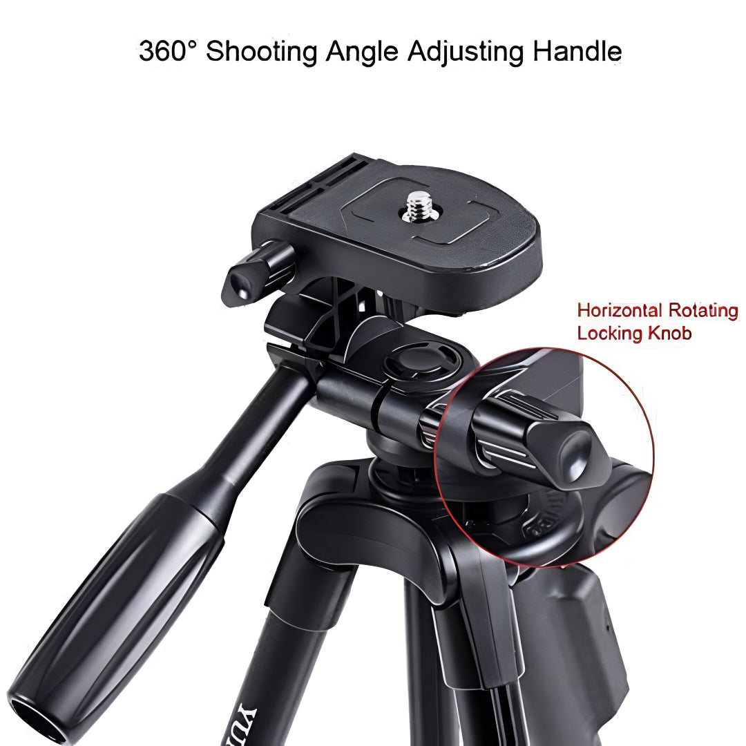 YUNTENG VCT-5208 Tripod with Bluetooth Remote for Mobile Phones, DSLR & Action Cameras | 360° Pan & Tilt | Height Adjustable 43–125cm