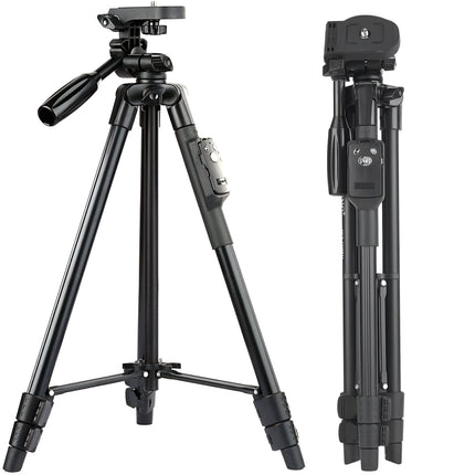 YUNTENG VCT-5208 Tripod with Bluetooth Remote for Mobile Phones, DSLR & Action Cameras | 360° Pan & Tilt | Height Adjustable 43–125cm