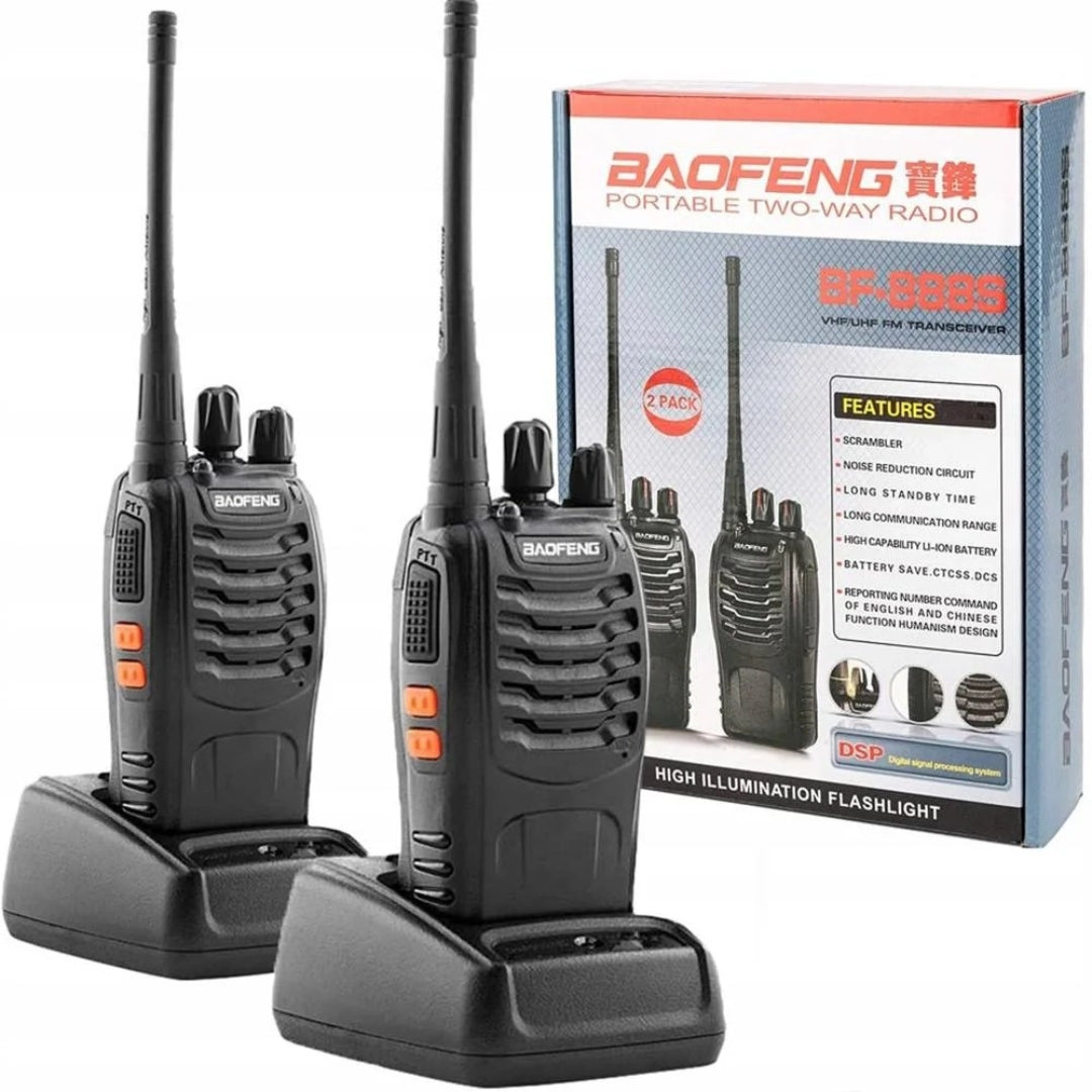 Baofeng BF-888S Long-Range 2-Way Radio Walkie Talkie  – 16 Channels, 5KM Range, Rechargeable