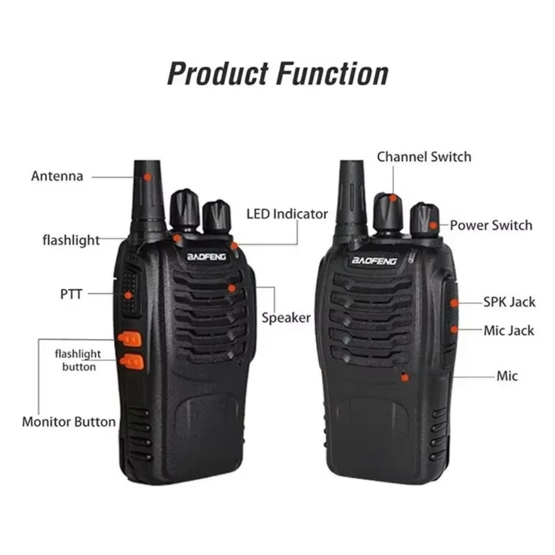 Baofeng BF-888S Long-Range 2-Way Radio Walkie Talkie  – 16 Channels, 5KM Range, Rechargeable