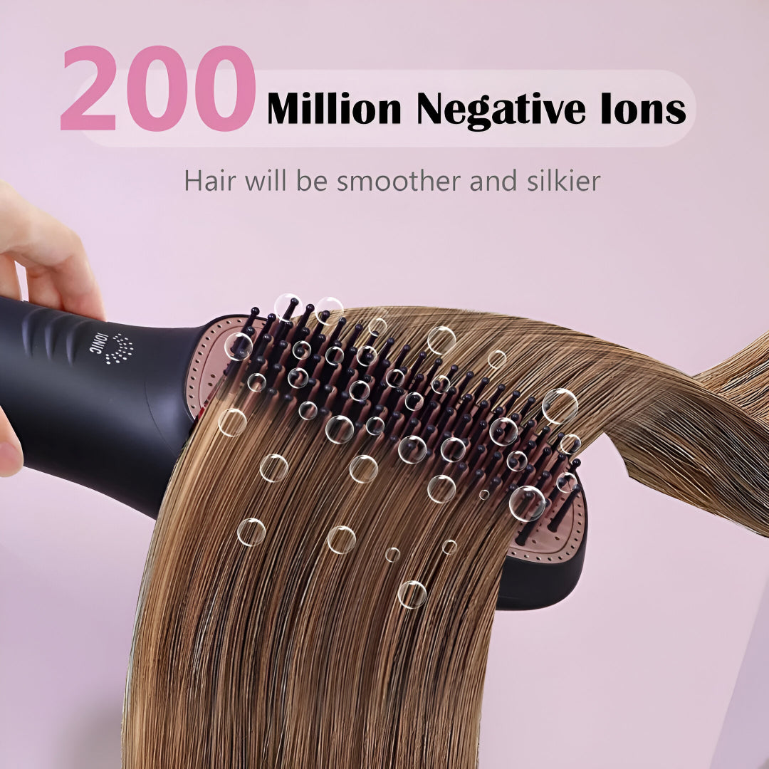 Joy Professional 3-in-1 Hair Styling Brush, Dryer & Straightener – Ionic Hot Air Brush with Adjustable Heat Settings