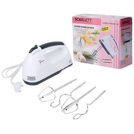 7-Speed Electric Hand Mixer – Portable Egg Beater, Dough Kneader & Cream Whipper with Stainless Steel Beaters & Hooks