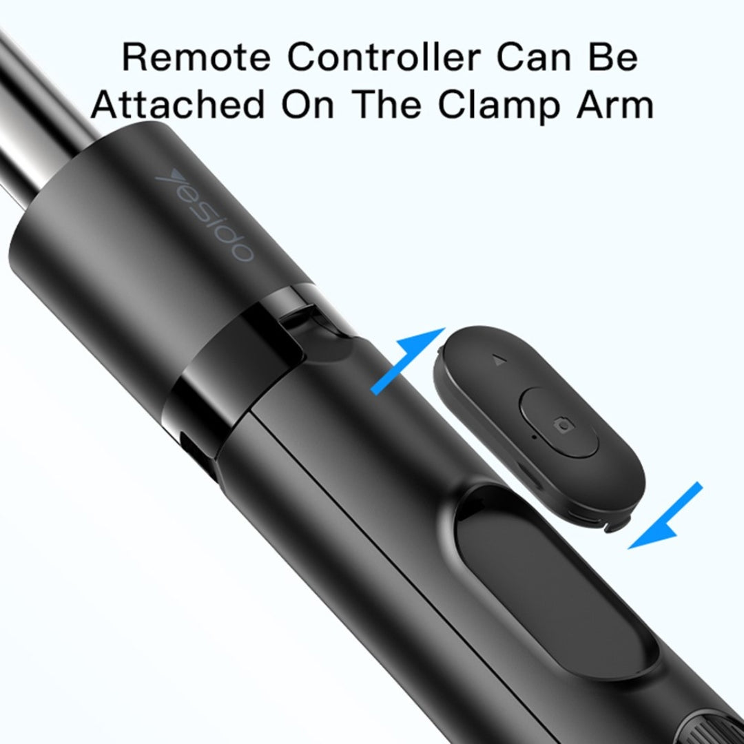 Yesido SF13 2-in-1 Bluetooth Tripod & Monopod – 1.58M Telescopic Selfie Stick with Remote, 360° Rotation, LED Light & Camera Compatible