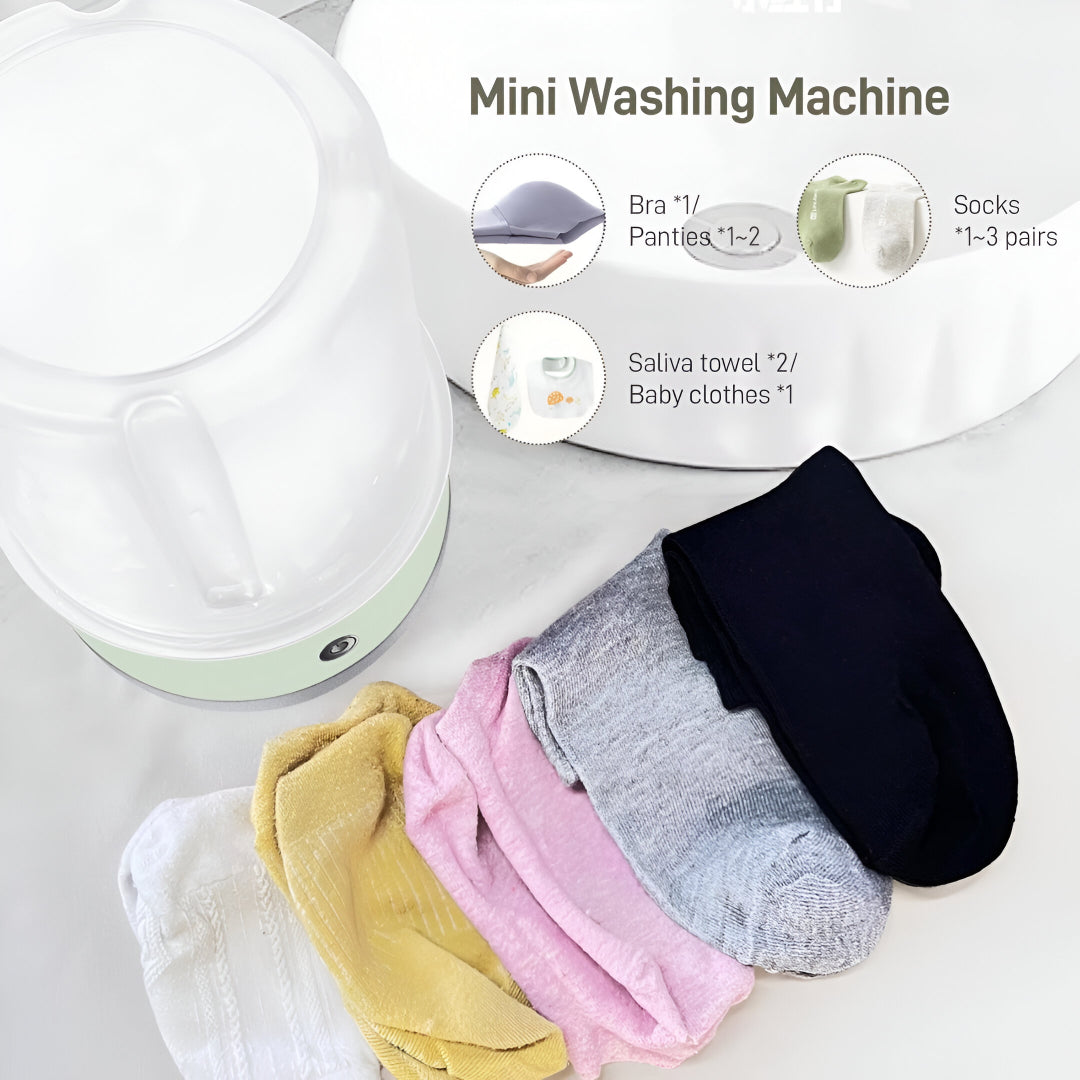 Wireless Portable Mini Washing Machine – 1L Rechargeable Washer for Socks, Underwear & Baby Clothes – Compact Travel Laundry Solution