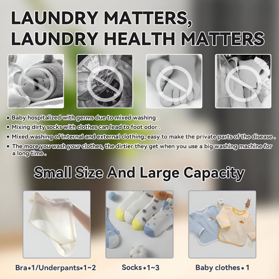 Wireless Portable Mini Washing Machine – 1L Rechargeable Washer for Socks, Underwear & Baby Clothes – Compact Travel Laundry Solution