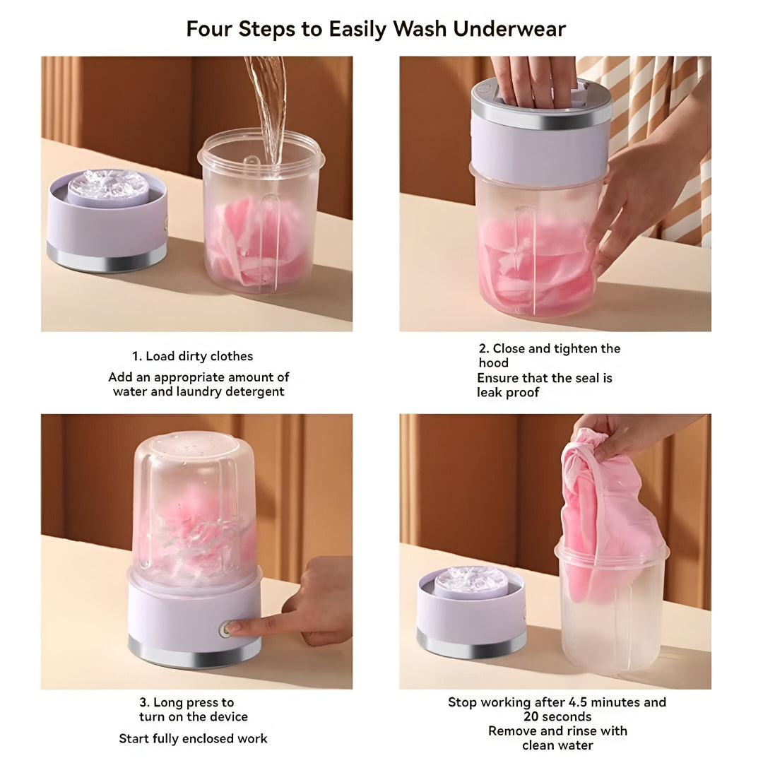 Wireless Portable Mini Washing Machine – 1L Rechargeable Washer for Socks, Underwear & Baby Clothes – Compact Travel Laundry Solution