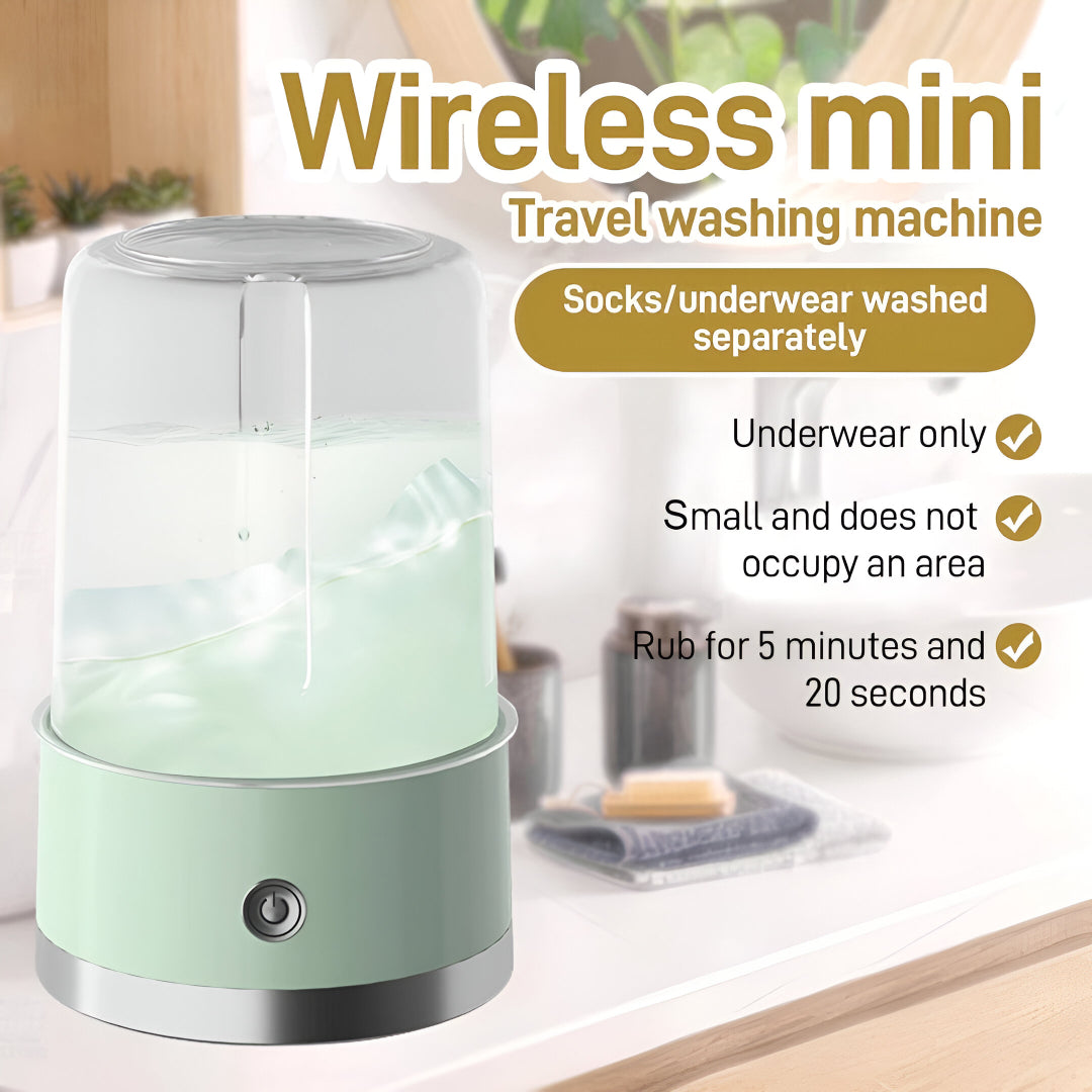 Wireless Portable Mini Washing Machine – 1L Rechargeable Washer for Socks, Underwear & Baby Clothes – Compact Travel Laundry Solution