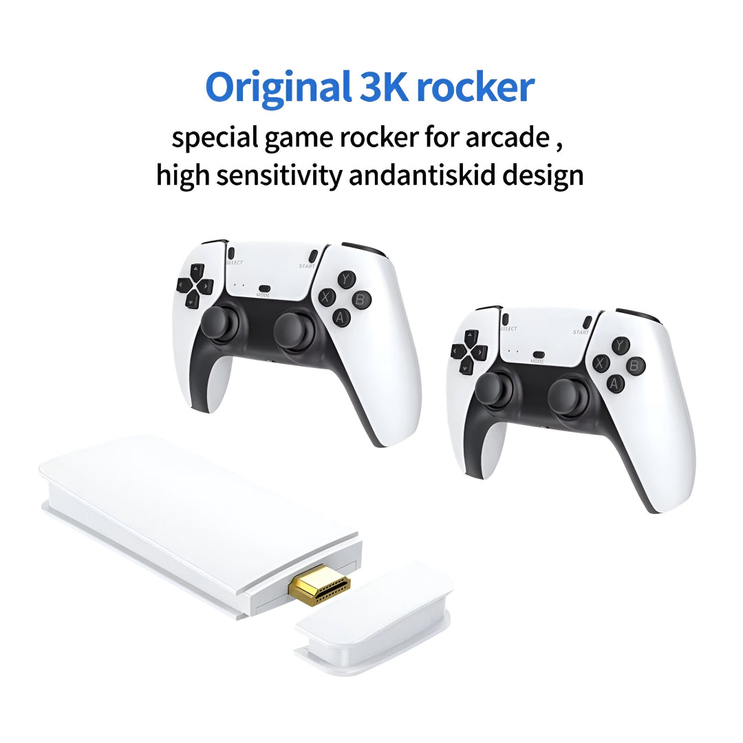 M15 Wireless Retro Game Console Stick – 30,000+ Games, 2.4G Dual Wireless Controllers, Plug & Play TV Console with 4K HDMI Output