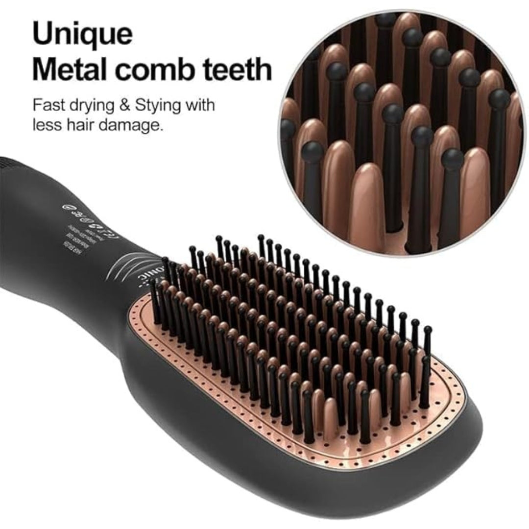 JOY Professional 2-in-1 Styling Brush – Hair Dryer & Straightener with Ionic Technology