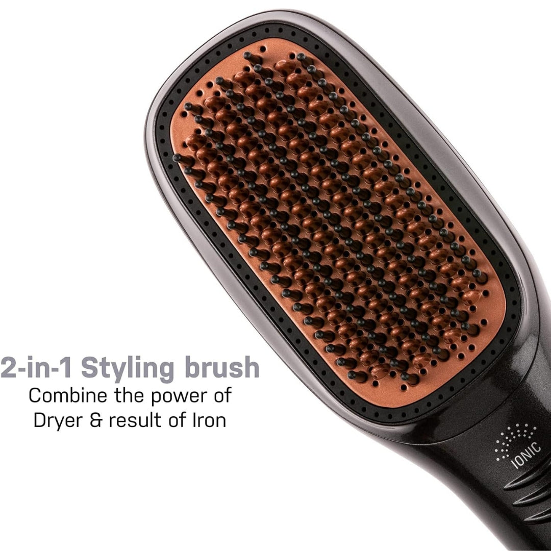JOY Professional 2-in-1 Styling Brush – Hair Dryer & Straightener with Ionic Technology