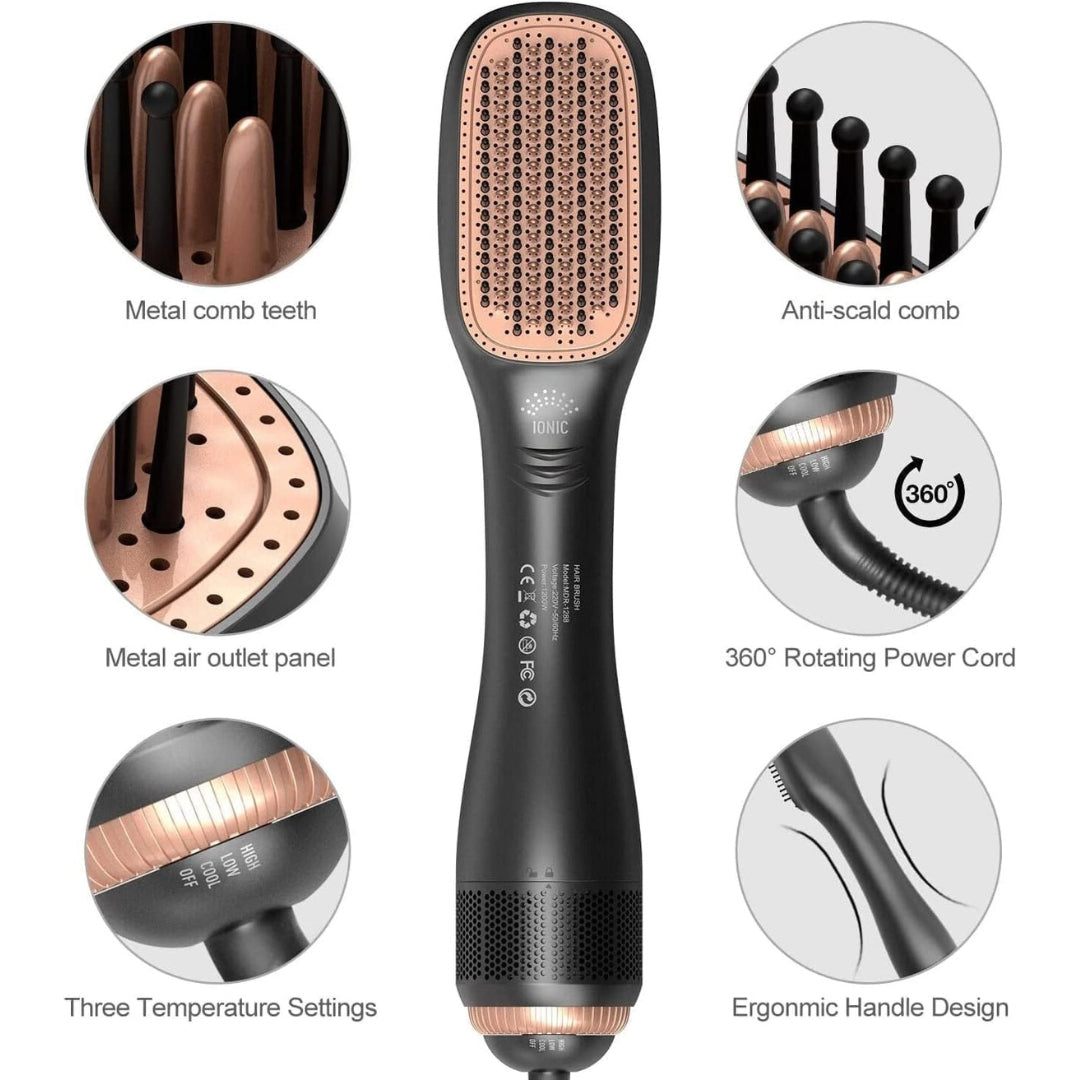 JOY Professional 2-in-1 Styling Brush – Hair Dryer & Straightener with Ionic Technology
