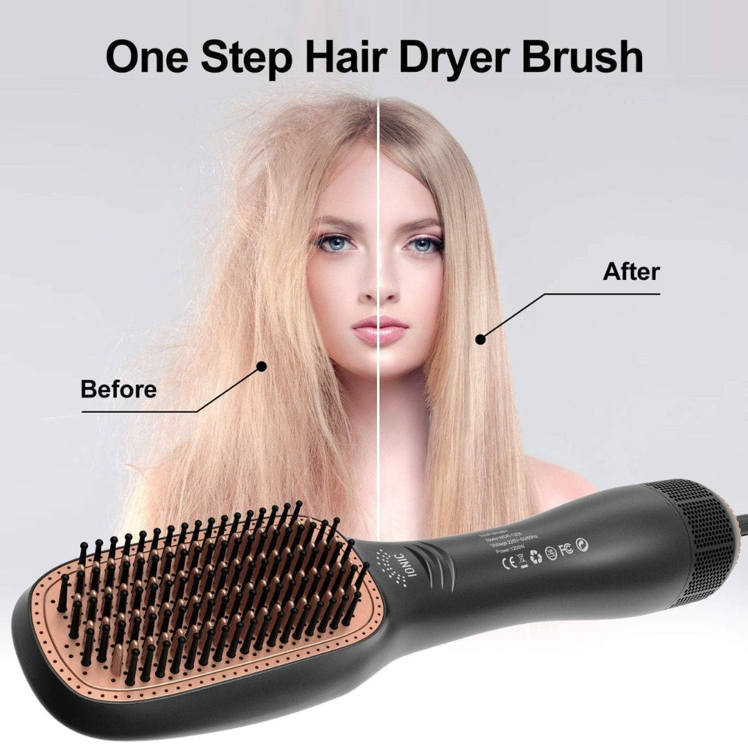 JOY Professional 2-in-1 Styling Brush – Hair Dryer & Straightener with Ionic Technology