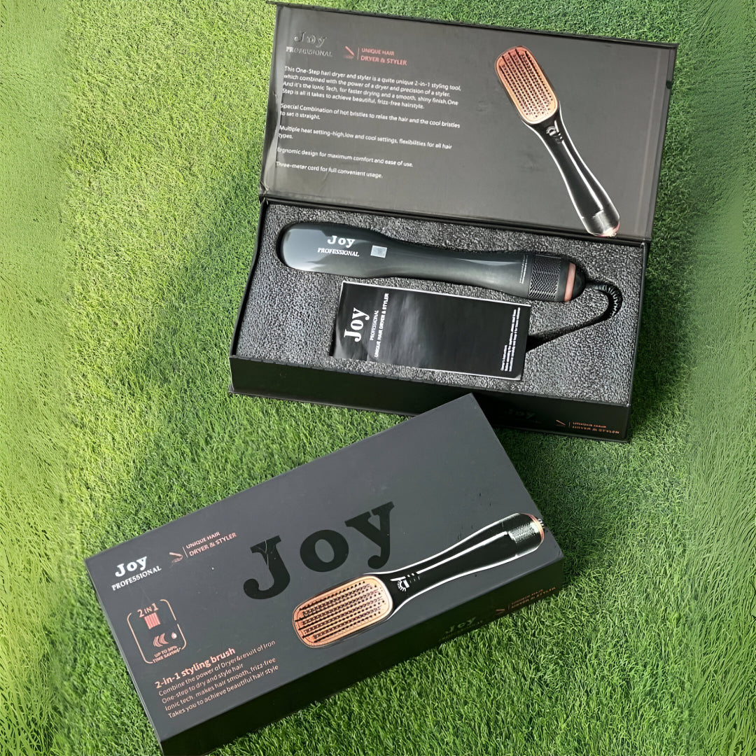 JOY Professional 2-in-1 Styling Brush – Hair Dryer & Straightener with Ionic Technology
