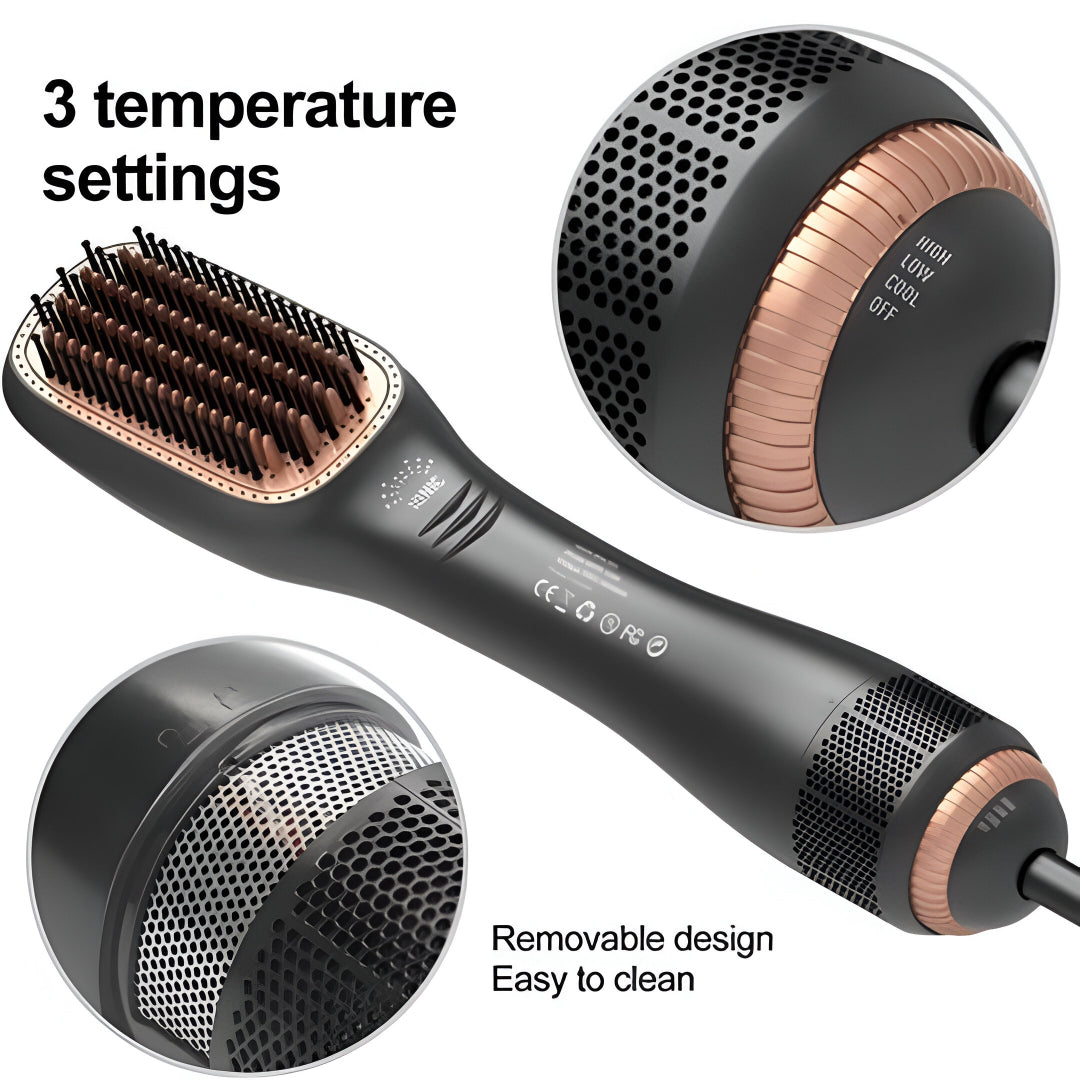 JOY Professional 2-in-1 Styling Brush – Hair Dryer & Straightener with Ionic Technology