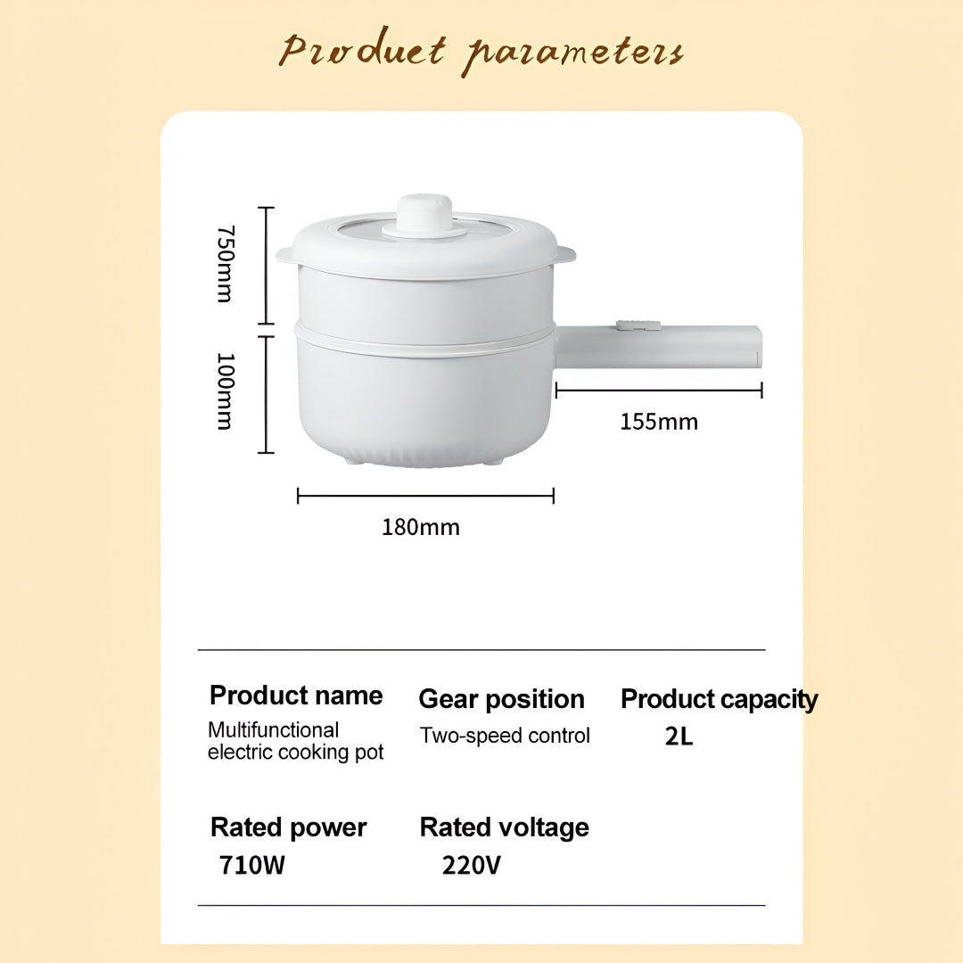 Electric Pot 1200W Multi-Functional Cooker – 2.0L Capacity | Non-Stick, Adjustable Heat, Delay Start & Keep Warm | BT-01
