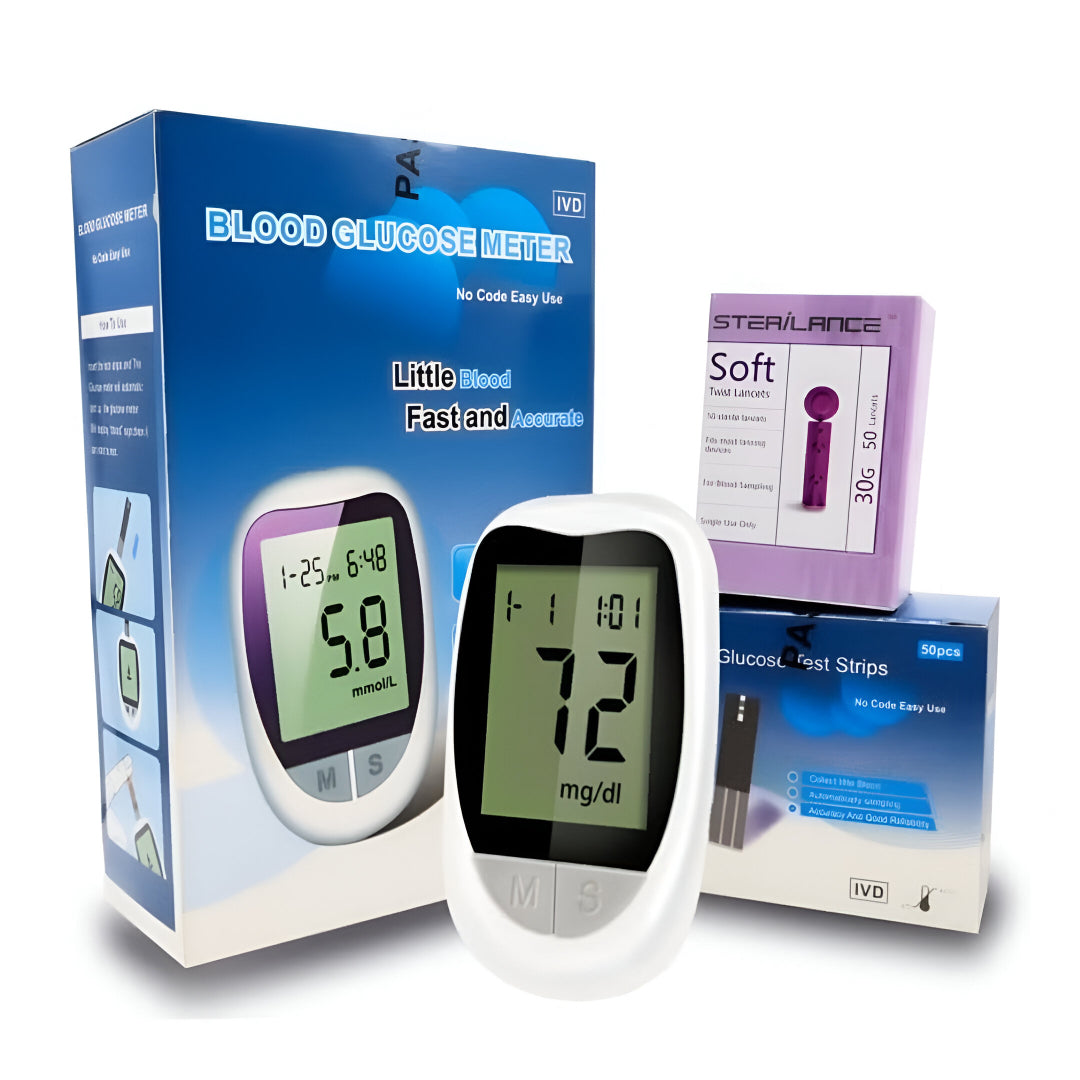 Blood Glucose Meter Kit with Test Strips & Lancets – Portable Home Glucose Tester for Diabetes Monitoring