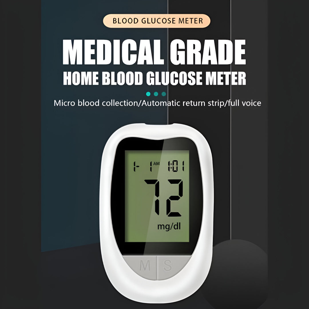Blood Glucose Meter Kit with Test Strips & Lancets – Portable Home Glucose Tester for Diabetes Monitoring