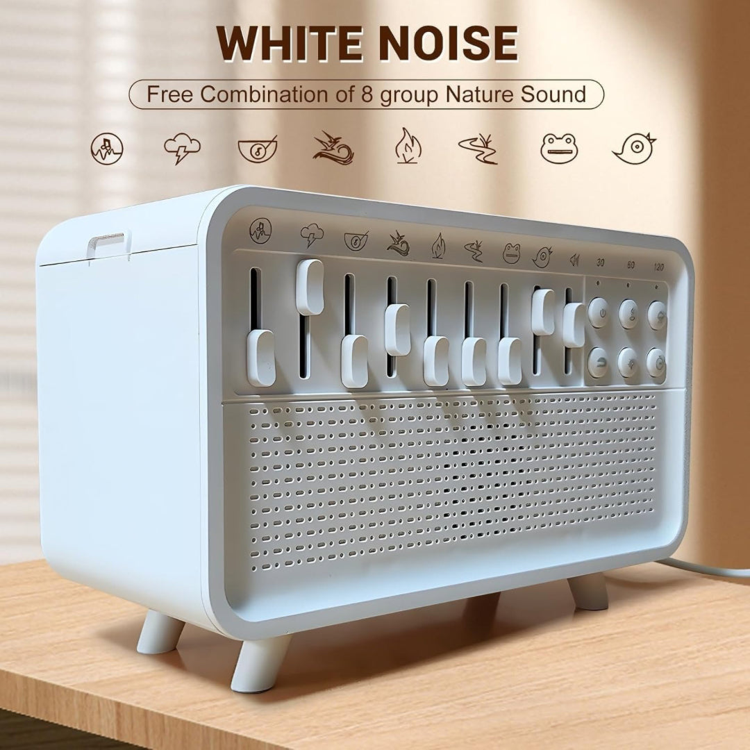 White Noise Sleep Sound Machine with Diffuser | 8 Ambient Sounds, Bluetooth Speaker, Night Light & Humidifier