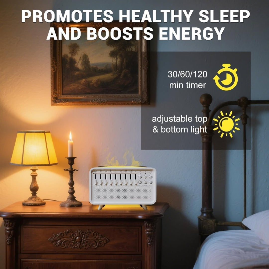 White Noise Sleep Sound Machine with Diffuser | 8 Ambient Sounds, Bluetooth Speaker, Night Light & Humidifier