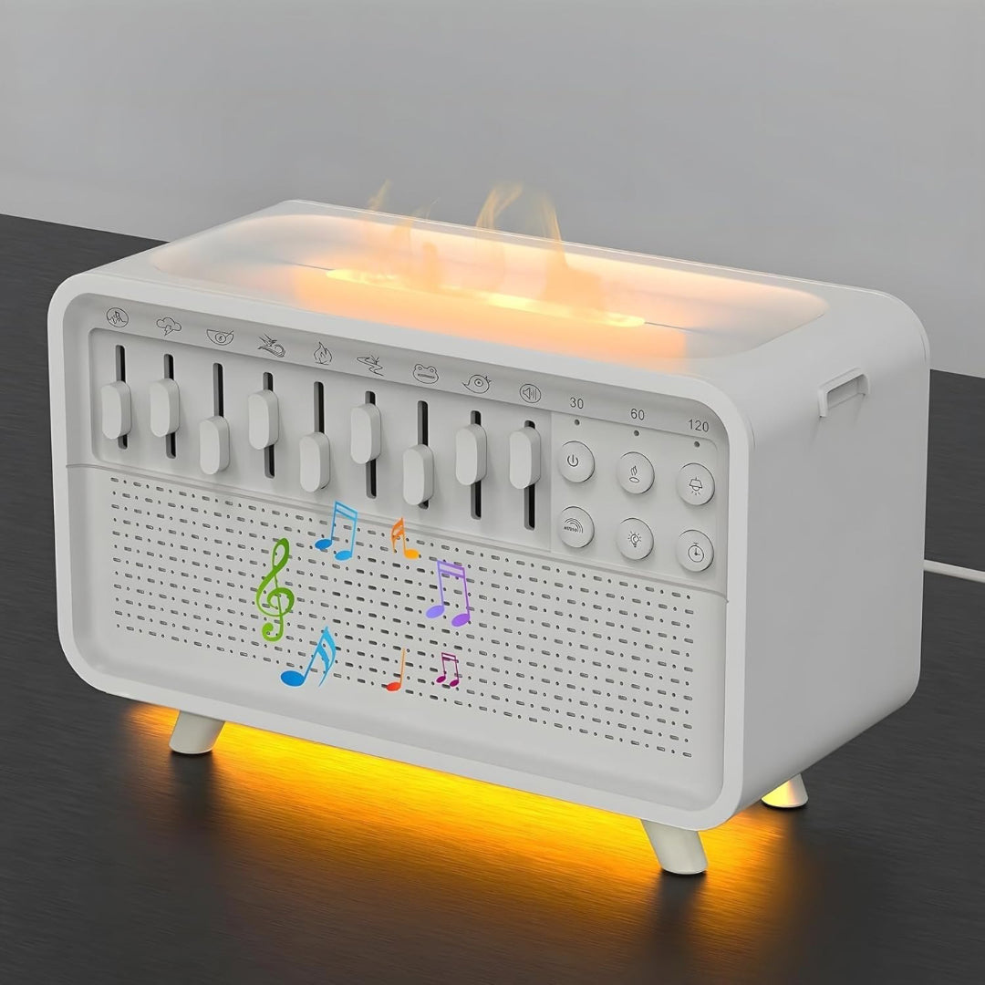 White Noise Sleep Sound Machine with Diffuser | 8 Ambient Sounds, Bluetooth Speaker, Night Light & Humidifier