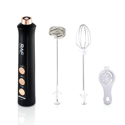 RAF 3-in-1 Rechargeable Milk Frother & Electric Egg Whisk | 3-Speed Handheld Mixer with Stainless Steel Whisk